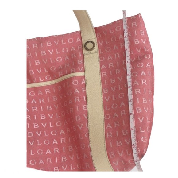 BVLGARI MAEREA Pink/Coral Leather Trim Satchel - Picture 7 of 13